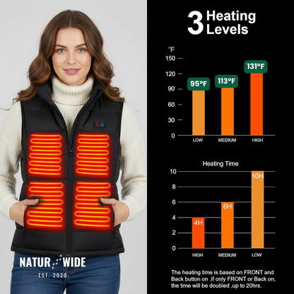 Heated Vest – 9 Heating Zones, USB Rechargeable & Waterproof