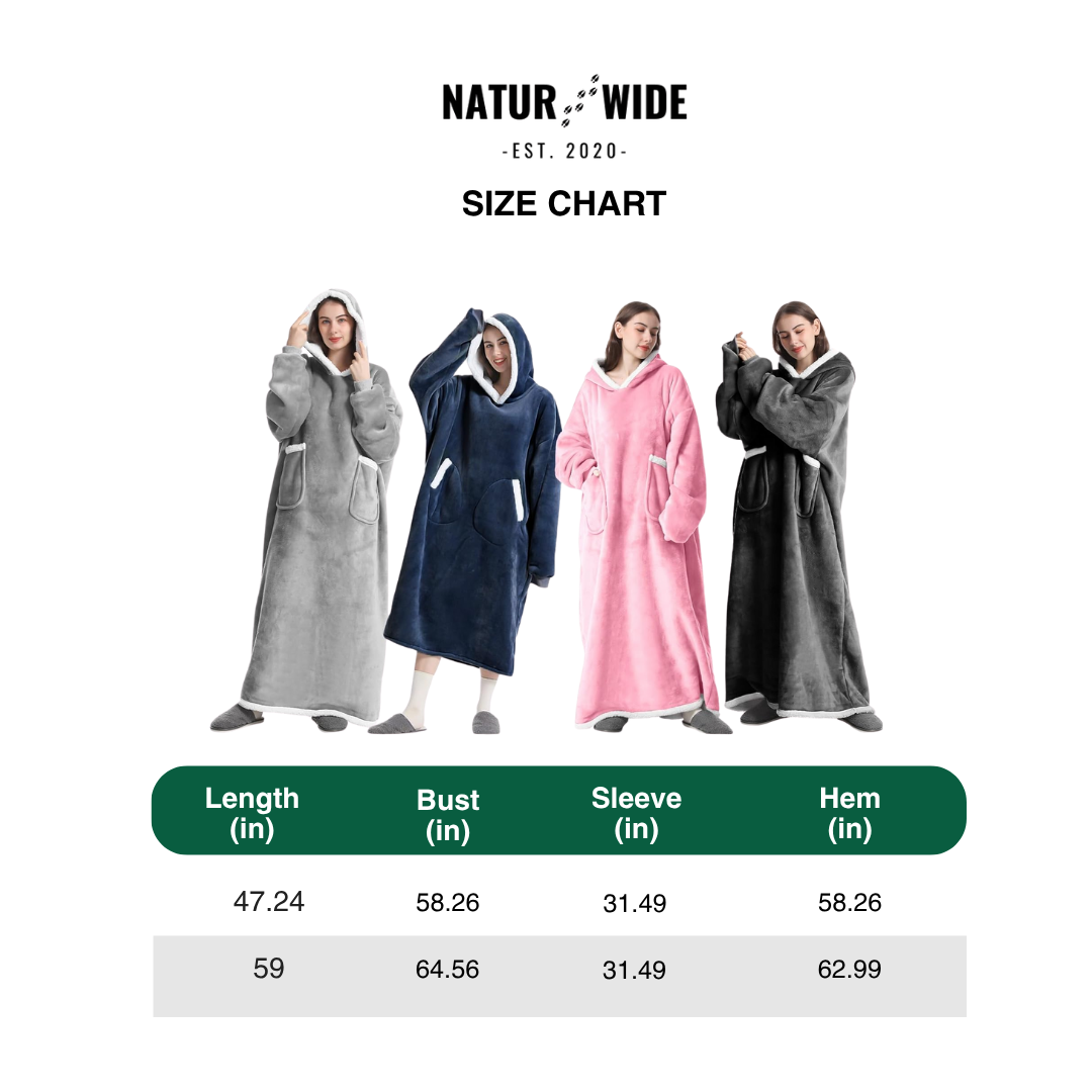 Oversized Flannel Blanket Hoodie –  Wearable Blanket with Sleeves & Hood