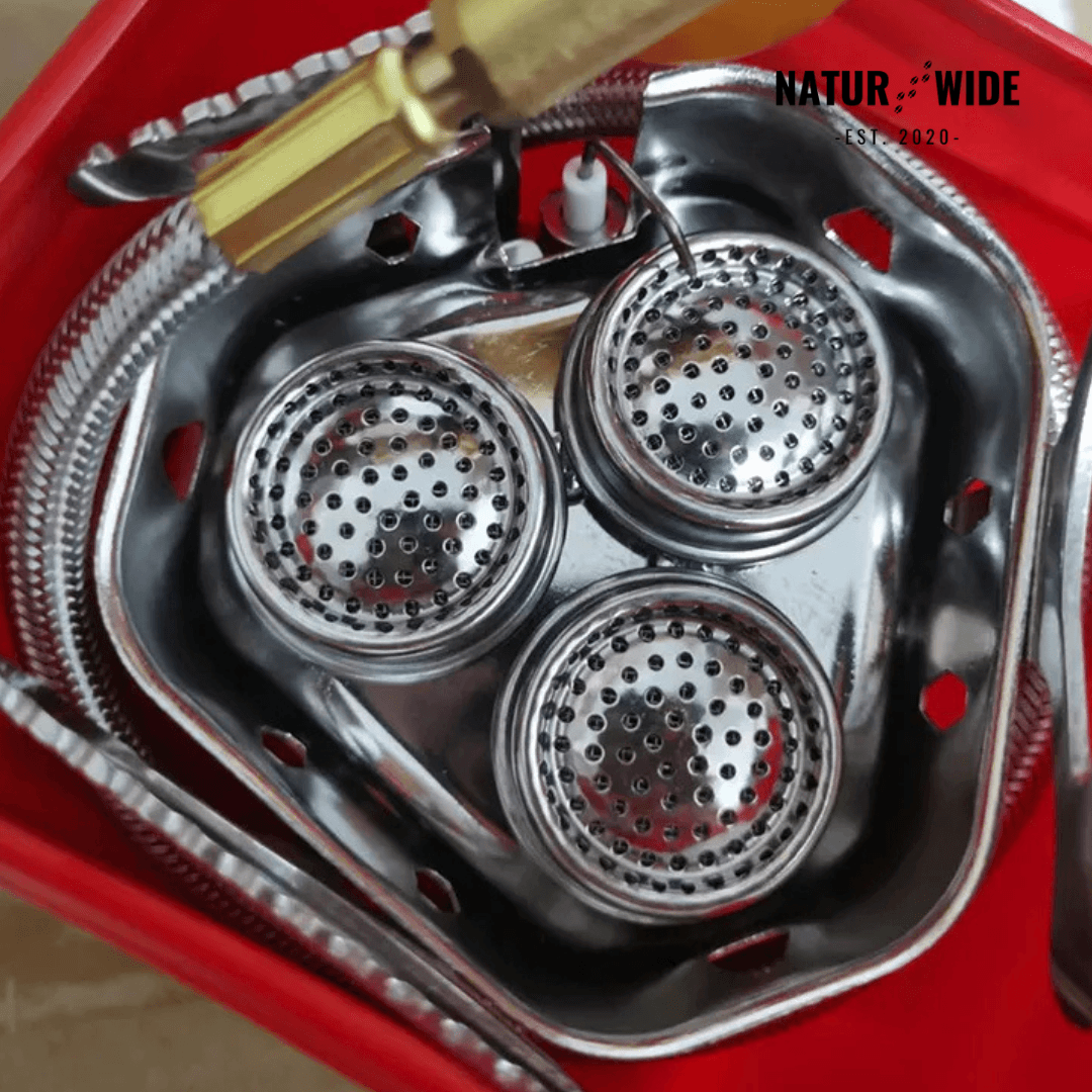3-Head 5800W Folding Gas Camping Stove – Portable Backpacking Burner