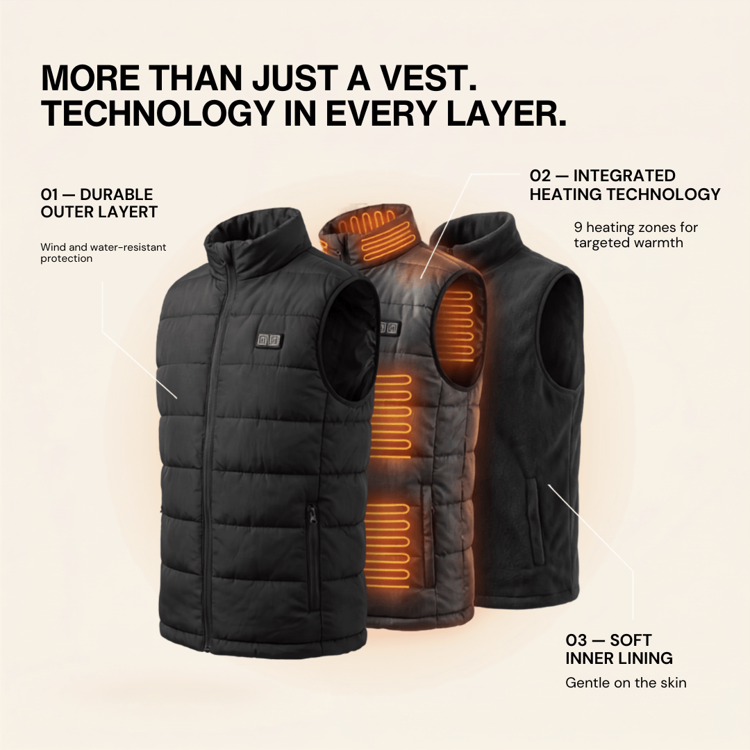 Heated Vest with 9 Heating Zones, Power Bank USB – view 10