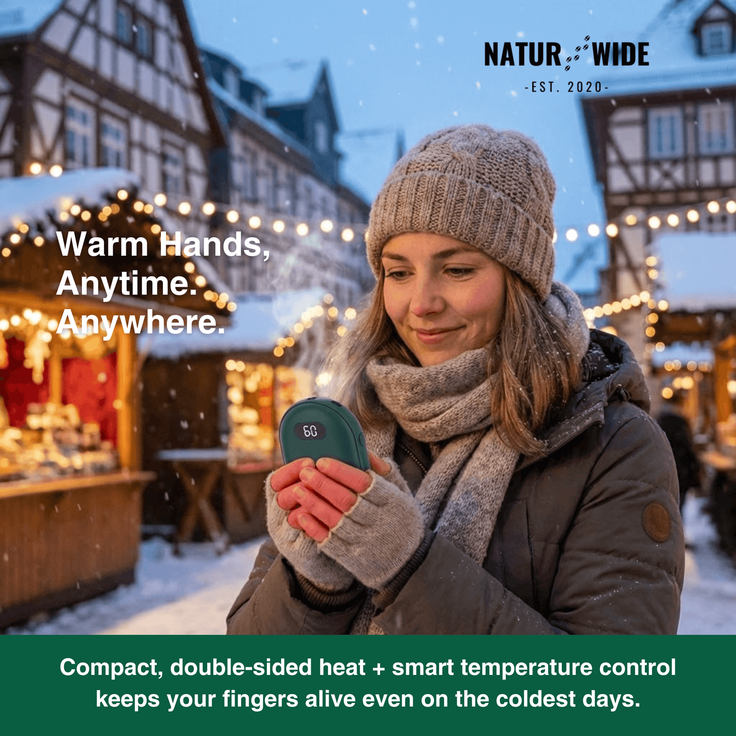 Double-Heat Hand Warmer – Rechargeable Pocket Warmer