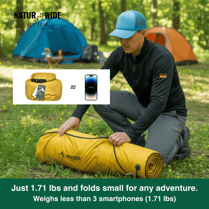 NaturWide 7.6R Camping Sleeping Pad – Ultralight, Self-Inflating & Double-Reinforced