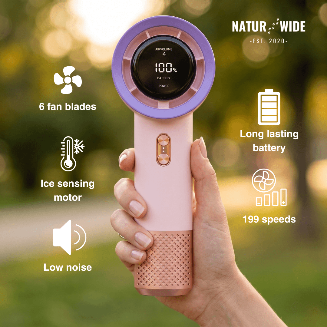 Handheld Mini Fan – 199 Speeds, 6 Blades, Brushless Motor
