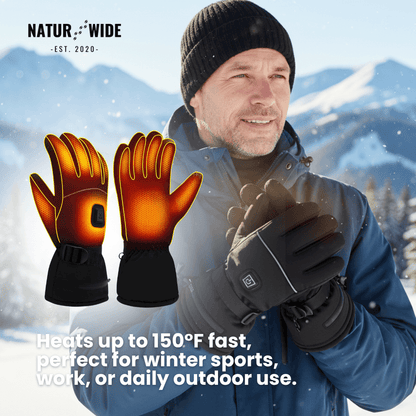 Heated Gloves – 3 Heat Levels, Waterproof & Windproof