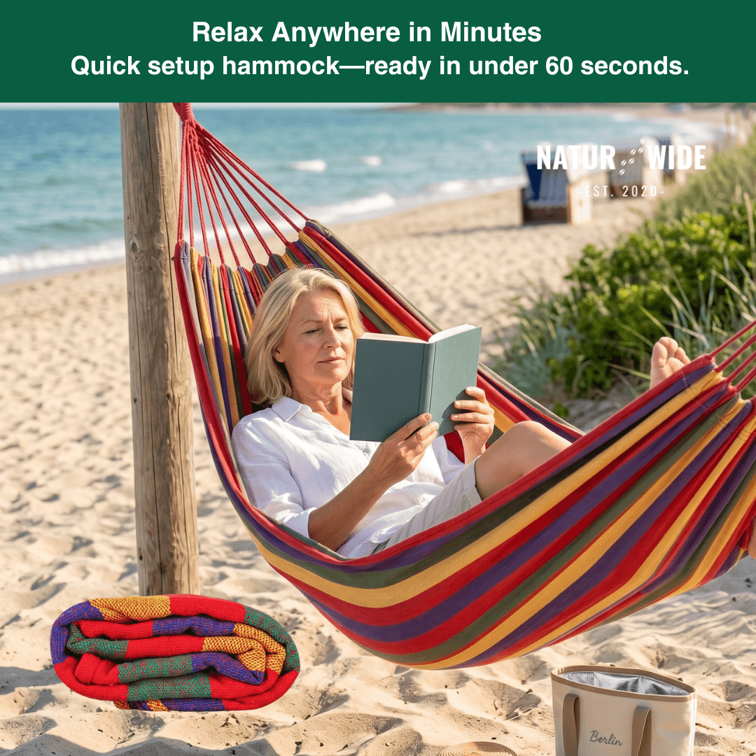 Striped Canvas Hammock – Single & Double Outdoor Sleeping Swing