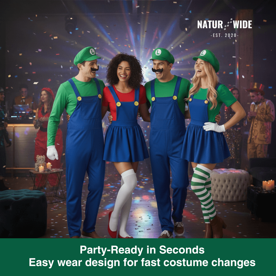 Mario & Luigi Cosplay Costume – Jumpsuit & Dress Set (Unisex)