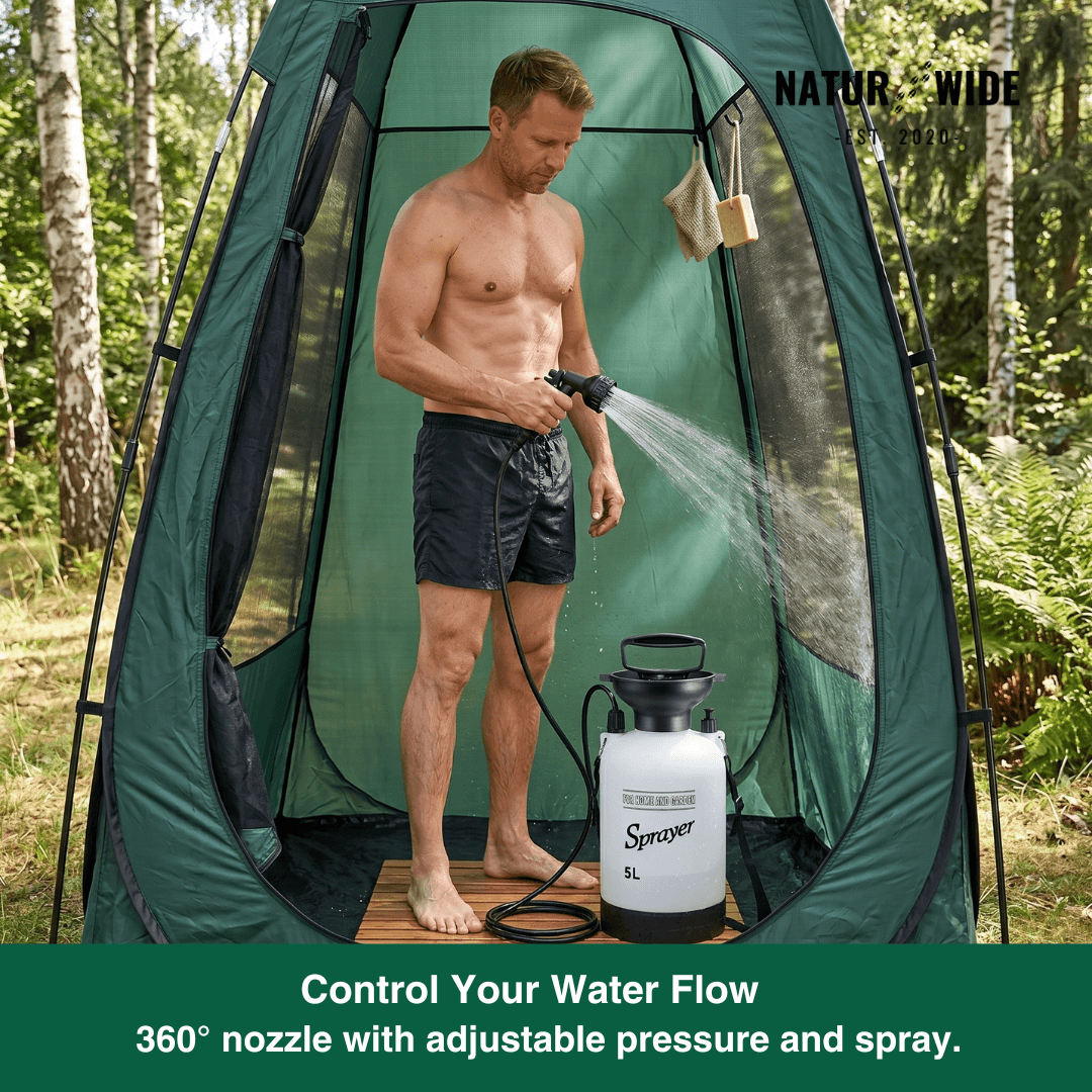 Portable Manual Camping Shower – 3/5/8L Hand Pump with 3m Hose