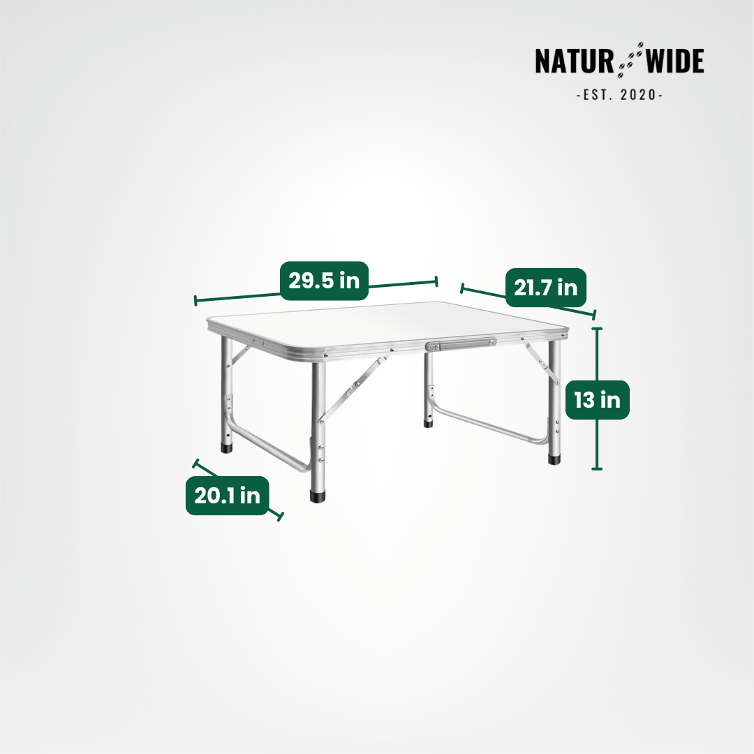 Adjustable Height Folding Camping Table – Portable Aluminum Picnic Desk
