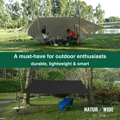 Versatile sun &amp; rain protection tarp