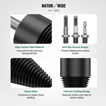 Firewood Splitter Drill Bit 32mm – Wood Splitting Cone