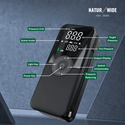 Cordless Tire Inflator – Portable Digital Air Pump & Power Bank