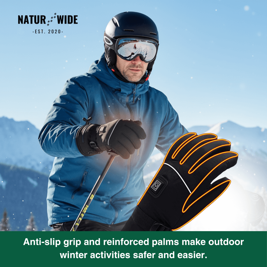 Heated Gloves – 3 Heat Levels, Waterproof & Windproof