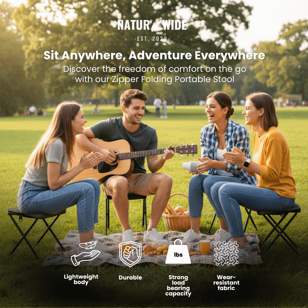 Foldable Camping Stool – Lightweight, Portable & Durable with Carry Bag for Travel