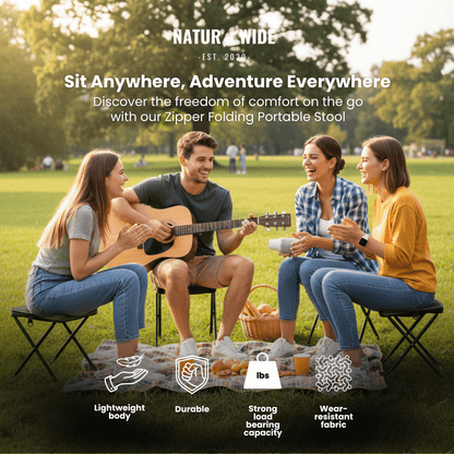Foldable Camping Stool – Lightweight, Portable & Durable with Carry Bag for Travel