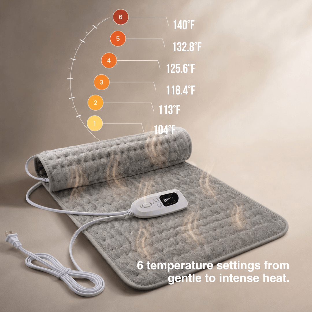 Electric Heating Blanket - Heat Pad for Back, Belly &amp; Legs with 6 Temperature Levels