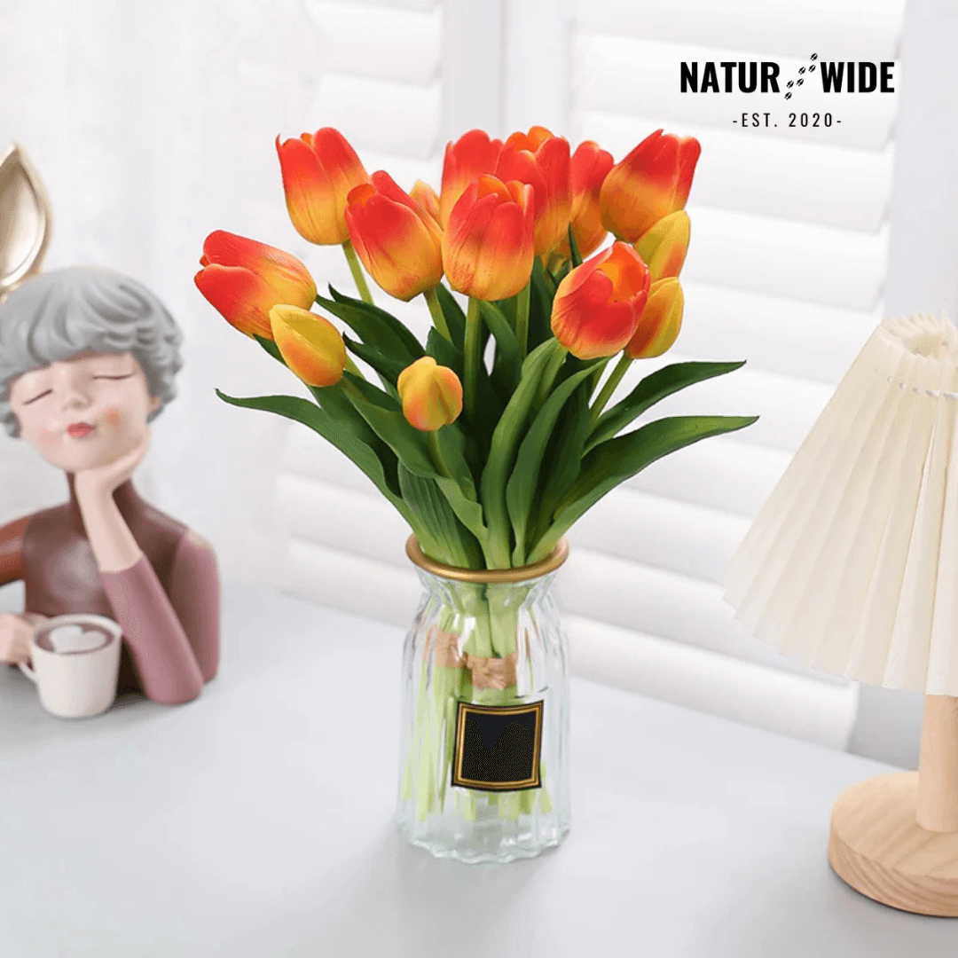 5-Piece Bundle Artificial Tulips – Realistic Faux Flowers