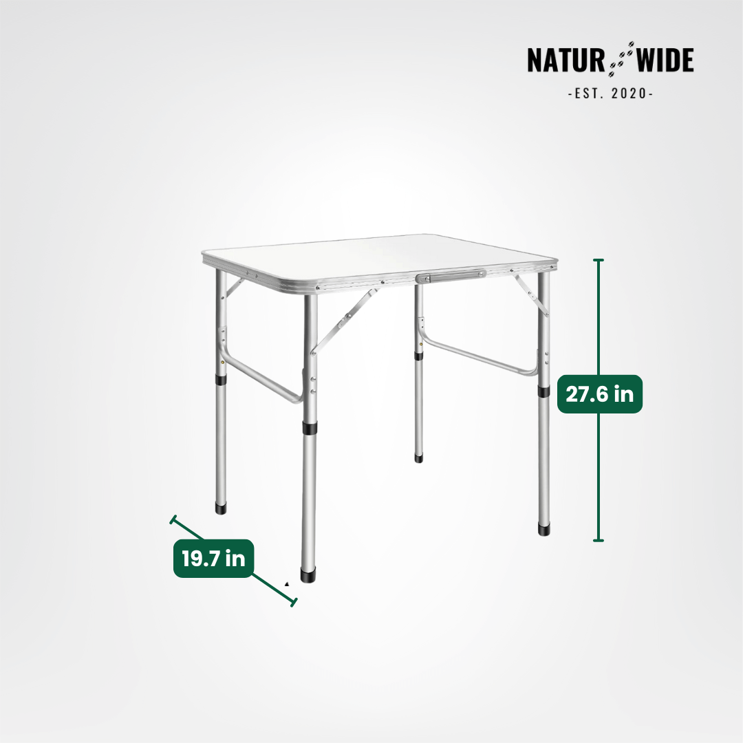 Adjustable Height Folding Camping Table – Portable Aluminum Picnic Desk