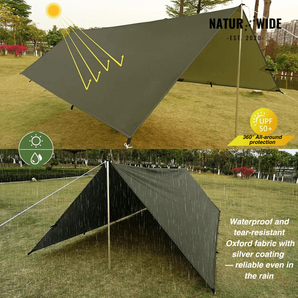 Versatile sun &amp; rain protection tarp