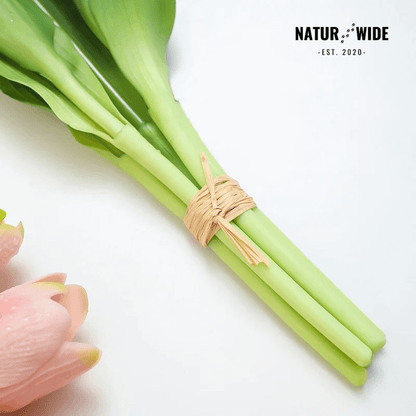 5-Piece Bundle Artificial Tulips – Realistic Faux Flowers