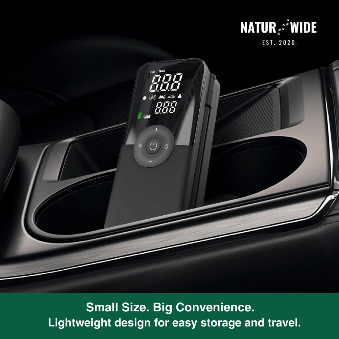 Cordless Tire Inflator – Portable Digital Air Pump & Power Bank