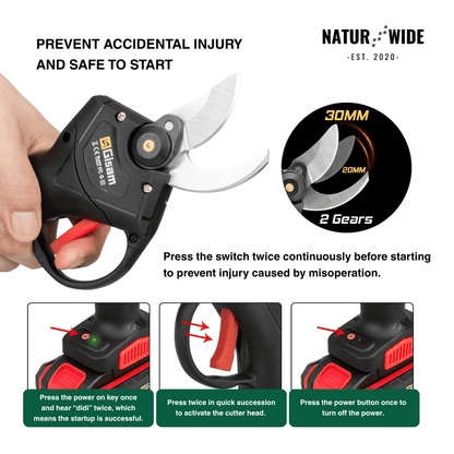 Cordless Electric Pruning Shears – 1.2" Cutting Capacity (2 Batteries)