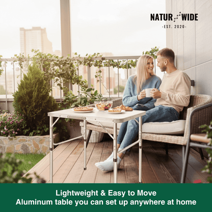 Adjustable Height Folding Camping Table – Portable Aluminum Picnic Desk