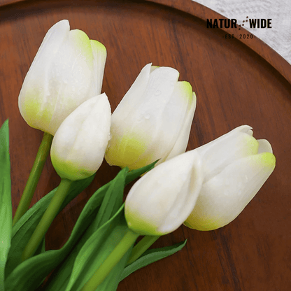 5-Piece Bundle Artificial Tulips – Realistic Faux Flowers