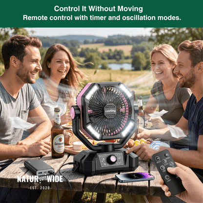 20000mAh Camping Fan with LED Lantern – 8-Speed Rechargeable Fan