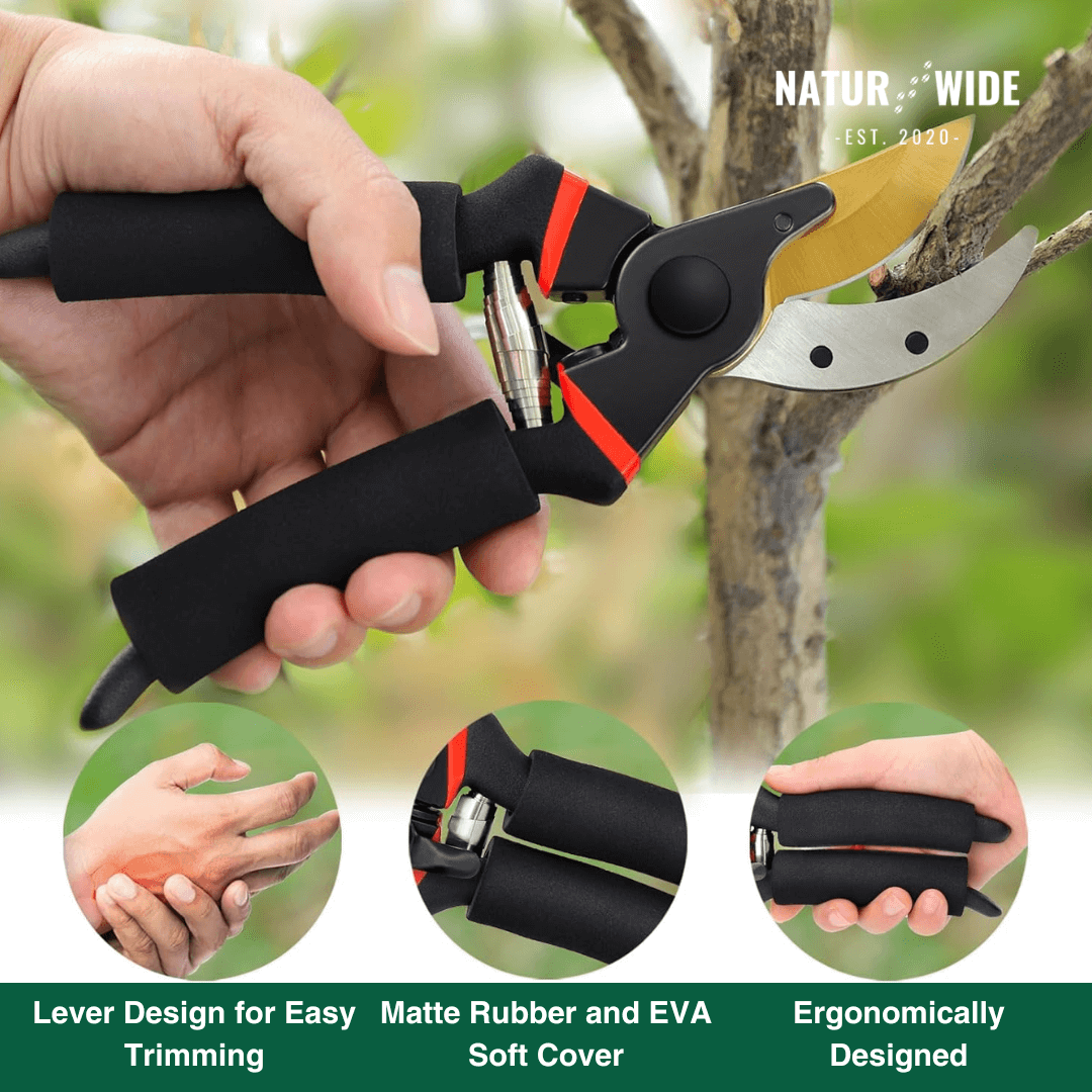 AIRAJ 8.5 Inch Pruner Shears SK5 Blade Pruning Scissors for Bonsai Fruit Trees Flowers Pruners，Ergonomic Non-slip Handles