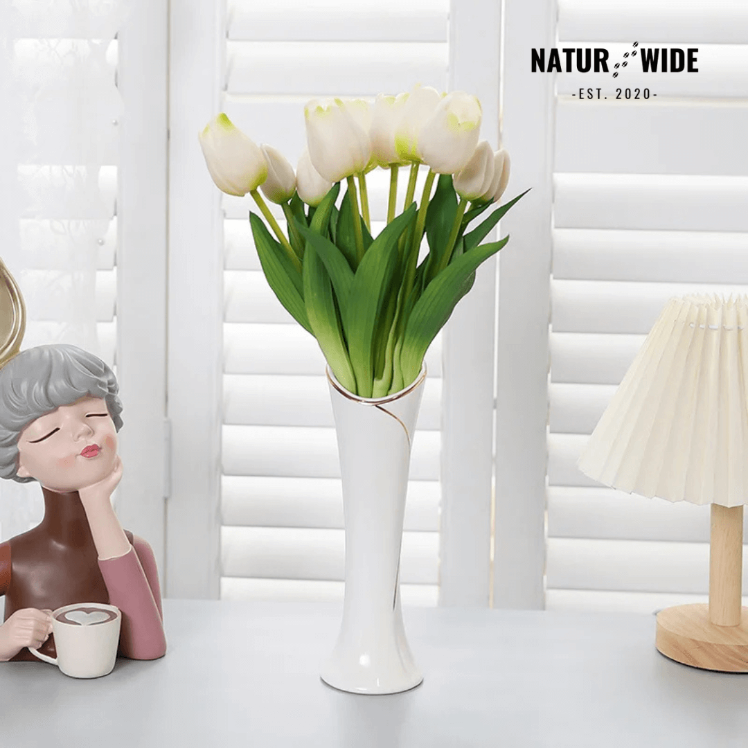 5-Piece Bundle Artificial Tulips – Realistic Faux Flowers