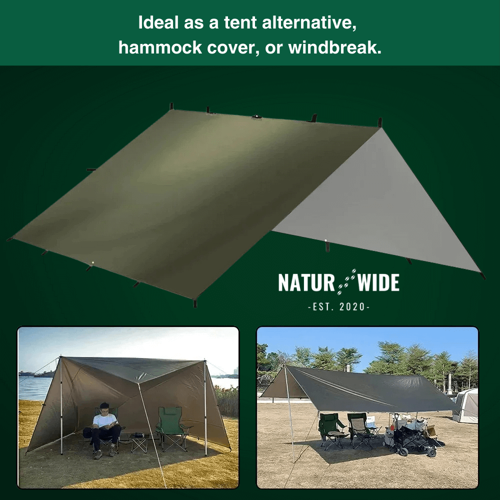 Versatile sun &amp; rain protection tarp