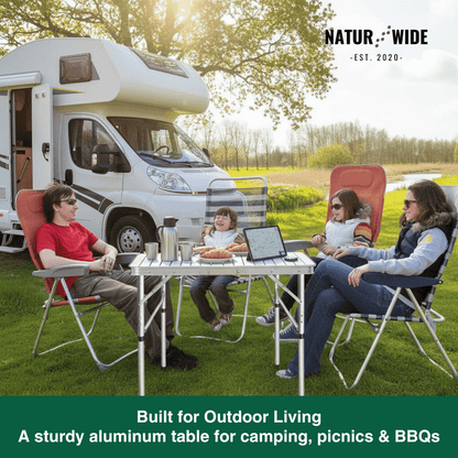 Adjustable Height Folding Camping Table – Portable Aluminum Picnic Desk