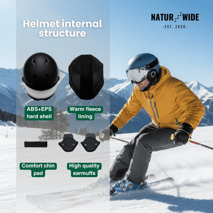 Premium Ski Helmet with Integrated Goggles – Warm &amp; Shockproof