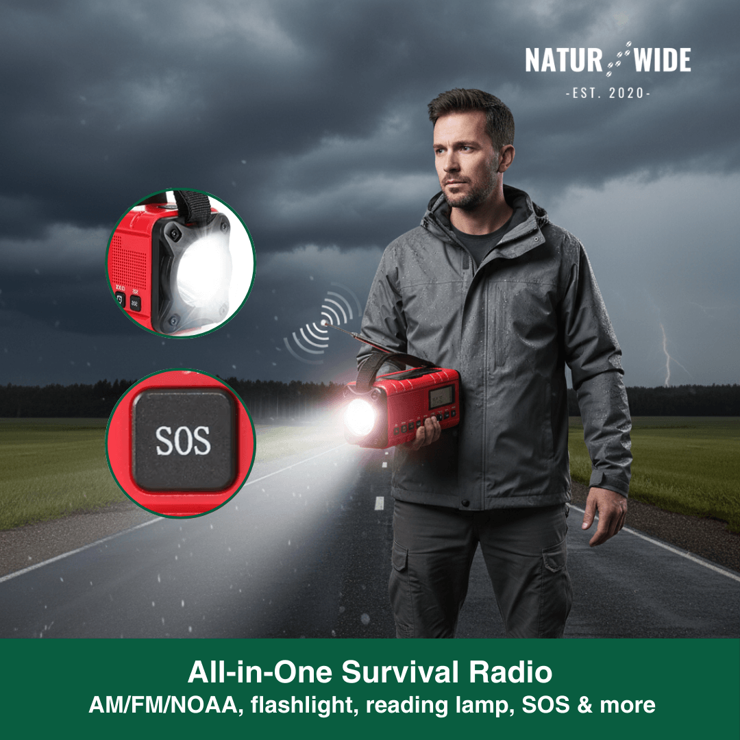 Emergency Crank Radio 10000mAh – Solar, Flashlight & SOS Alarm