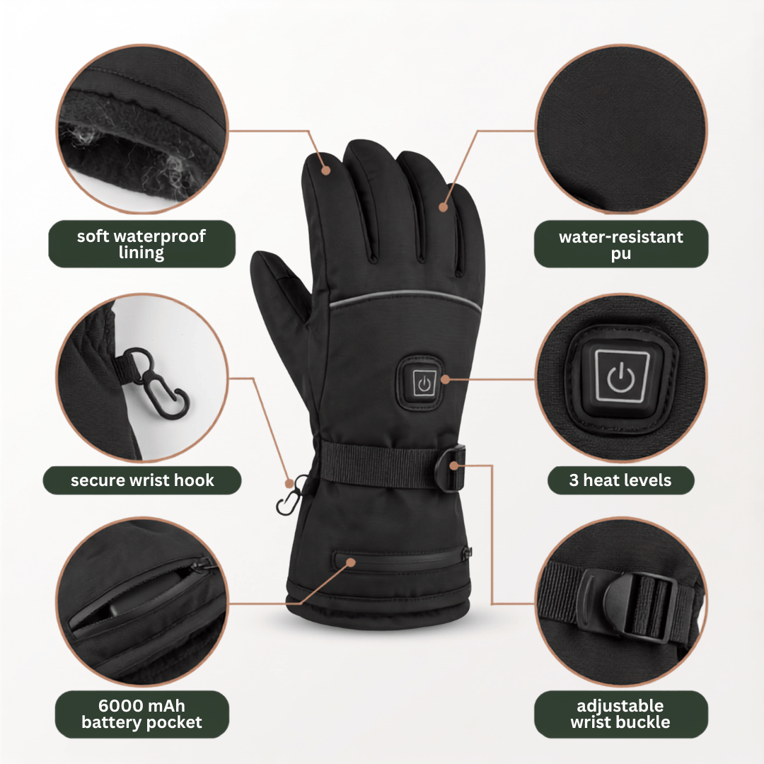 Heated Gloves – 3 Heat Levels, Waterproof &amp; Windproof