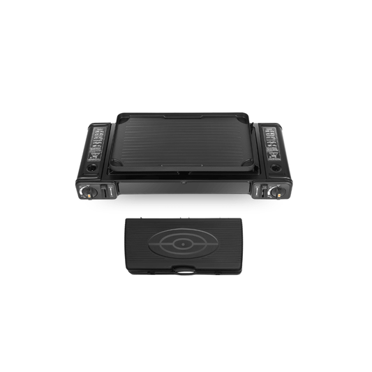 2500W Portable 2-Burner Camping Stove with Grill Tray & Carrying Case