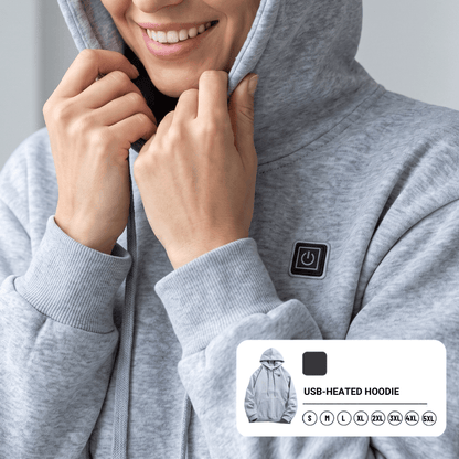 USB Heated Hoodie – Unisex Zip-Up with Thick Wool Lining