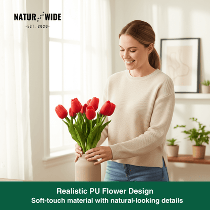 5-Piece Bundle Artificial Tulips – Realistic Faux Flowers