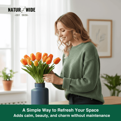 5-Piece Bundle Artificial Tulips – Realistic Faux Flowers