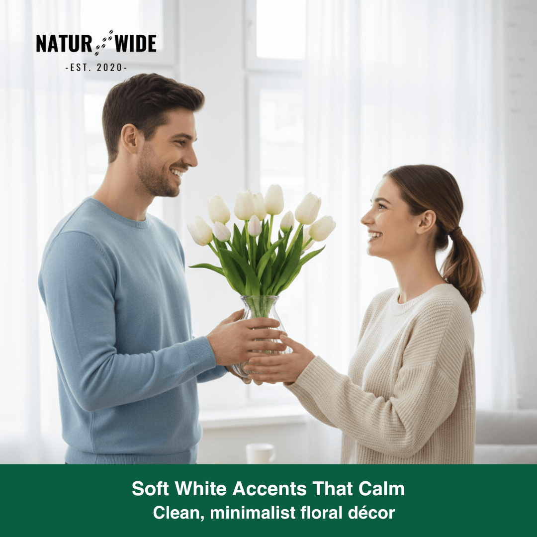 5-Piece Bundle Artificial Tulips – Realistic Faux Flowers