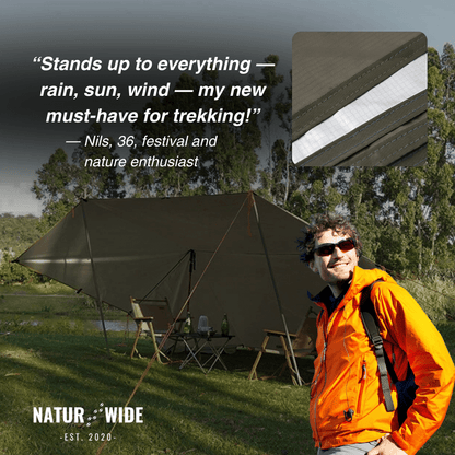 Versatile sun &amp; rain protection tarp