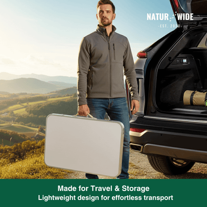 Adjustable Height Folding Camping Table – Portable Aluminum Picnic Desk