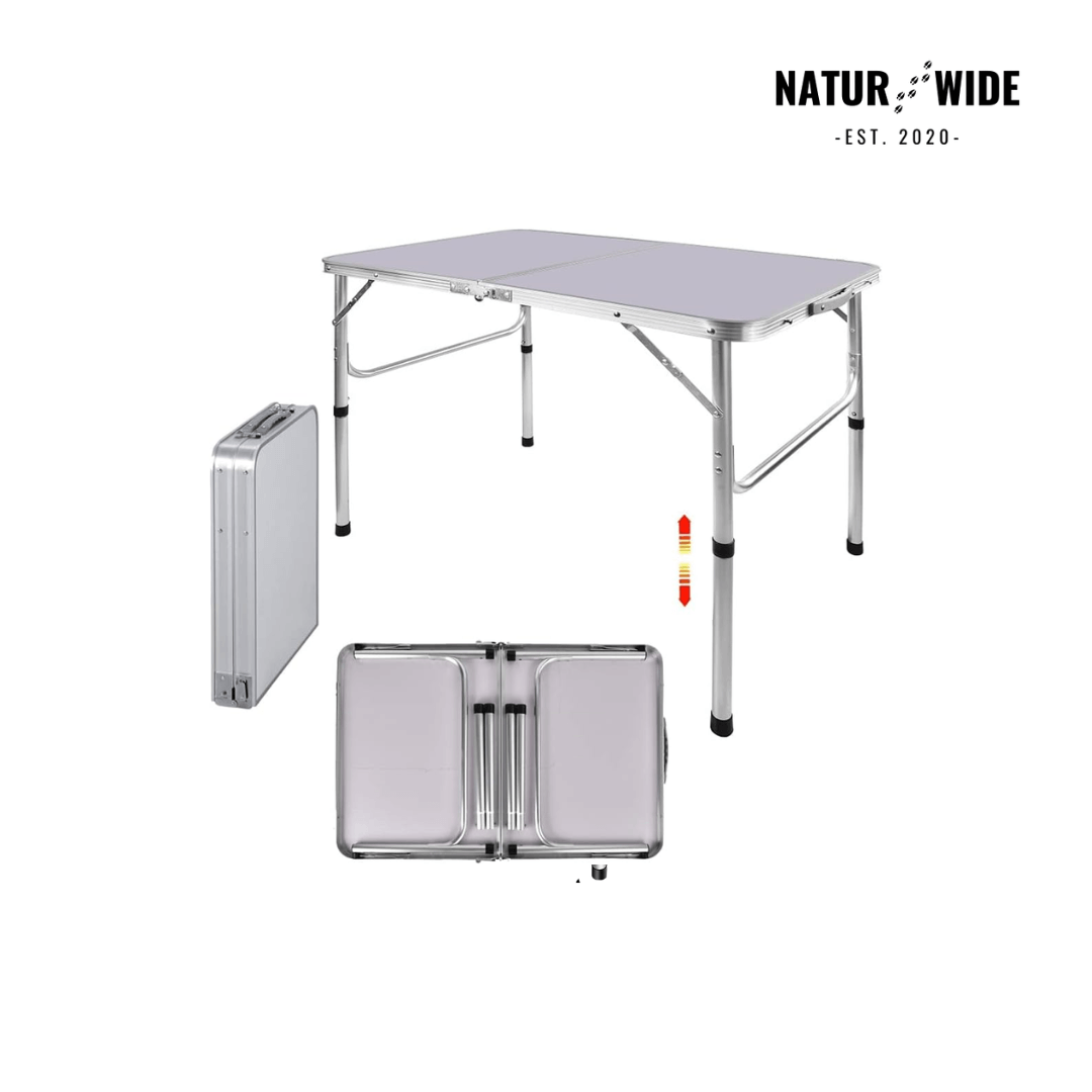 Adjustable Height Folding Camping Table – Portable Aluminum Picnic Desk