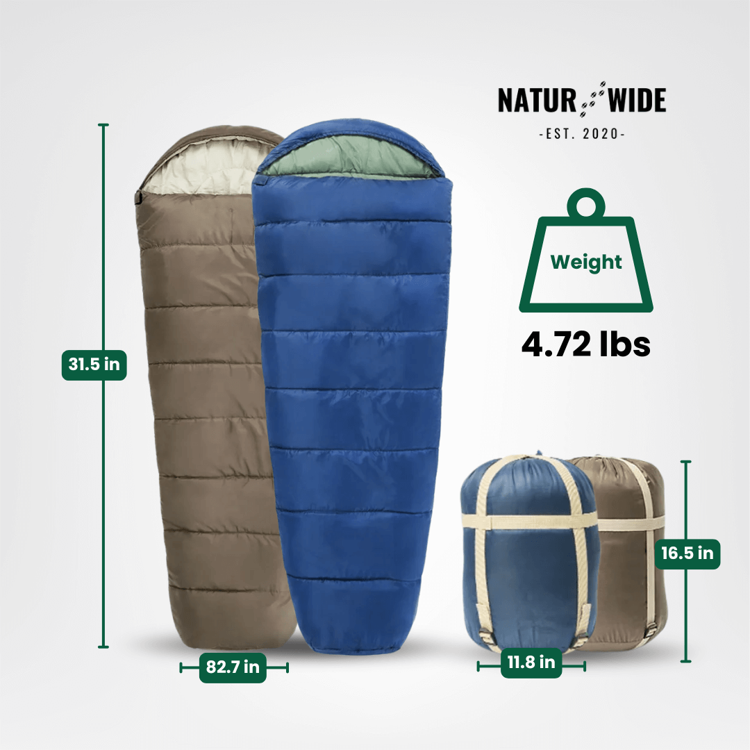 NaturWide Mummy Sleeping Bag – Lightweight & Warm for Outdoor