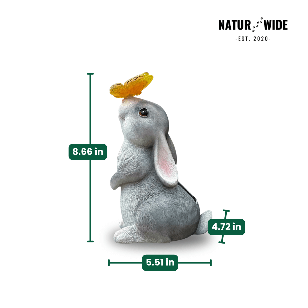 Solar Bunny Garden Statue – LED Butterfly Resin Decor