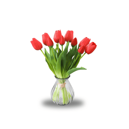 5-Piece Bundle Artificial Tulips – Realistic Faux Flowers