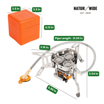 3-Head 5800W Folding Gas Camping Stove – Portable Backpacking Burner