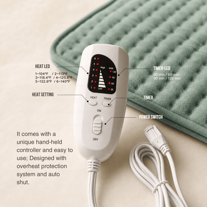 Electric Heating Blanket - Heat Pad for Back, Belly &amp; Legs with 6 Temperature Levels