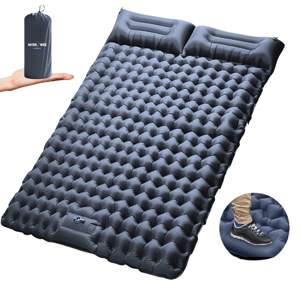 Ultralight, compact 2-in-1 sleeping mat – ideal for any adventure for two.