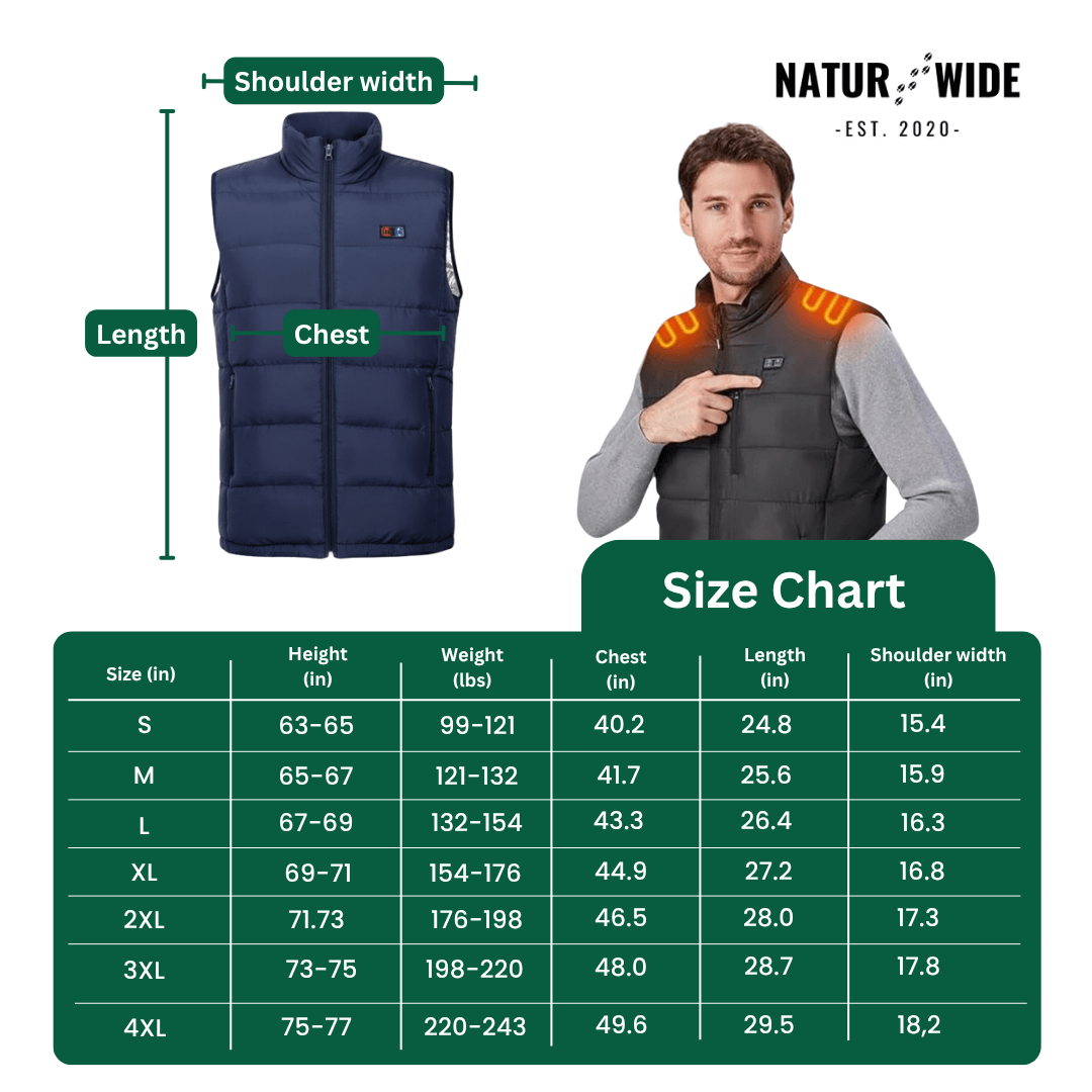 Heated Vest – 9 Heating Zones, USB Rechargeable & Waterproof